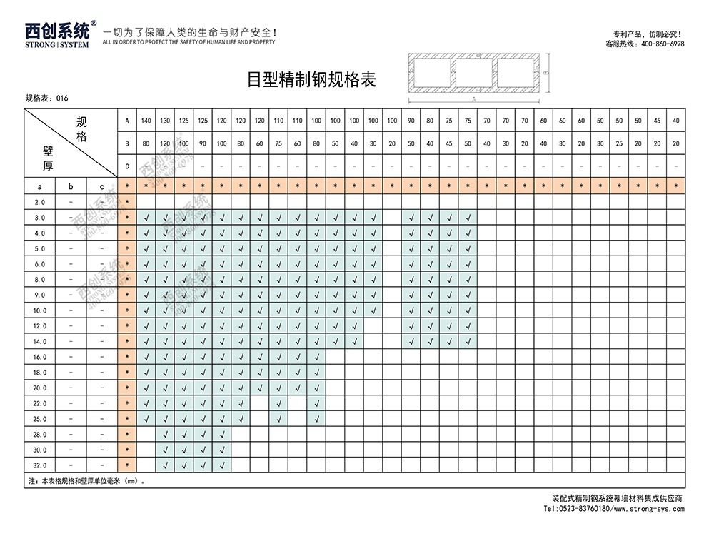 《最新規(guī)格型號(hào)一覽表》西創(chuàng)系統(tǒng)裝配式精制鋼直角方管精致鋼尖角方管（包含高精鋼、精密鋼、精細(xì)鋼）(圖17)