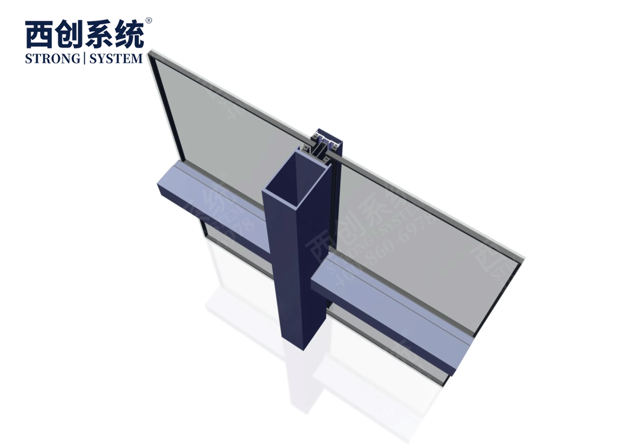 140mm×90mm×4mm×8mm江蘇蘇州項目對稱等壁厚凹型直角鋼玻璃幕墻系統(tǒng)——西創(chuàng)系統(tǒng)(圖7)